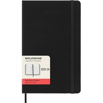 Moleskine 2023-2024 데일리 플래너 18M 라지 블랙 하드 커버 (12.7 x 21.6cm(5 8.25인치))156871, Daily, Black