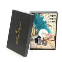 미니제이드 수제 깃털 펜 만년필 선물세트, 0.3mm, C