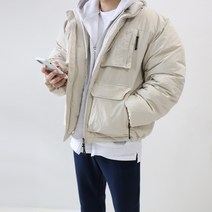 엠클로 남자 오버핏 무지 멀티포켓 유틸리티 볼륨 패딩점퍼 (4color)