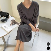 세이스타일 웜 V넥 루즈핏 원피스
