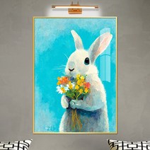 보고아트 꽃을 든 소녀 여인 여자 인물화 북유럽 카페 거실 그림 액자, [9] 꽂을 든 토끼