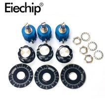 3590s 10k 멀티 턴 가변 전위차계 키트 권선 저항 2w 3590s-2-103l 500 1k 2k 5k 20k 50k 100k 옴 + 노브 캡, 1k옴
