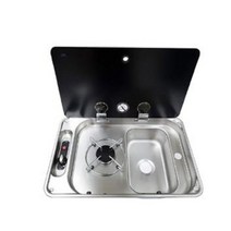 CAN 1구버너 싱크볼 일체형(수전 우) / 카라반 캠핑카 모터홈 트레일러 싱크대 유리뚜껑 접이식 수도꼭지