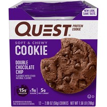 퀘스트뉴트리션 프로틴 쿠키 더블 초콜릿 칩 12개입, Double Chocolate Chip + Chocolate Cake, 1세트, 708g