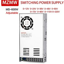 전원 장치 직류 MZMW MS600 스위칭 전원 공급 장치 5V 12V 36V 48v 가변 단일 출력, 09 0-220V  0-2.7A