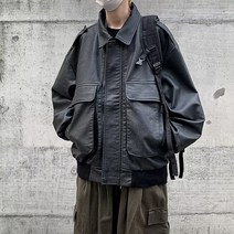파일럿재킷 차량 가죽자켓 코트 남자 봄 가을아메카지 고가 건달카리스마 상의 트렌드 클래식 와이드 루즈핏 4994187845