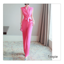 티피/Teepie 핑크 여성 정장 칼라 민소매 점프슈트
