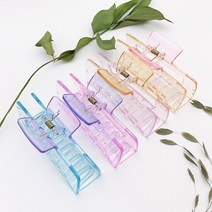 피앤디에스 투명 그라데이션 심플 사각 헤어 집게핀 (4color)