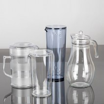 투명 플라스틱 업소용 물병 식당 카페 손잡이 물통 워터포트 손잡이 물피쳐, PC워터포트-1리터