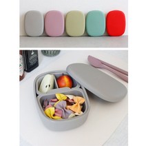 국산 실리콘 3칸 도시락 찬통 직장인 어린이 다이어트 도시락통 칸조절, 그레이