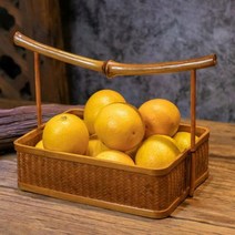 다기장 세댁 옛날 레트로 미니 찬장 그릇장 민족 스타일 옻칠 손으로 짠 대나무 바구니 과일 요리 차 세트 보관 관광 명소 중국, rectangle small