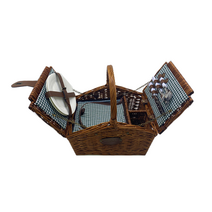 룰루랄라 야외 라탄 피크닉 바구니, 08.2인용 삼각아이스백바구니-카멜, 도자기 세트