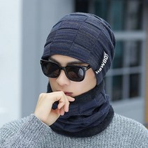 스피소 느리게걷기 남성 울 벨벳 융 넥워머 털 모자 남성 니트 스키 비니 남자 겨울 보온 방한