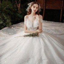 원 숄더 별이 빛나는 하늘 임산부 라이트 마스터 웨딩 드레스 2020 새로운 기질 신부가 얇고 날씬해 보입니다.