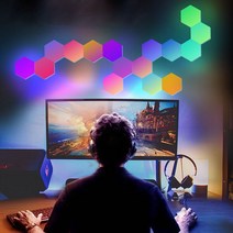 양자기 다채로운/RGB 터치 센서 LED 밤 빛 민감한 6 각형 양자 램프 모듈 형 육각형 크리 에이 티브 장식 벽, [01] RGB, [04] 12PCS Full Set
