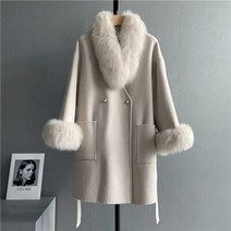 폭스퍼 롱패딩 경량 야상 dt47 분리형 여우 모피 칼라 여성용 긴 겨울 코트가있는 새로운 도매 가격 리얼 울 자켓