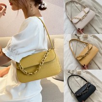 엘린 모던 체인 미니 숄더백 - 핸디 클러치 크로스 가방 - 아이보리 & 블랙 & 머스타드