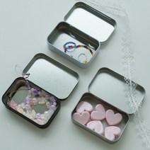 [이서지니]사각 틴케이스 철제 케이스 2size 3color [알루미늄 철 수납 굿즈 사탕 소품 카드 정리 깡통 보관함], L_실버, 1개