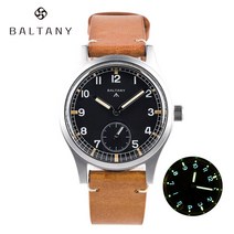 남자손목시계 baltany 밀리터리 남성용 시계 스몰 세컨즈 빈티지 필드 블랙 다이얼