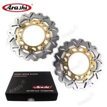 Arashi 1 쌍 오토바이 CNC 완전 부동 플로팅 브레이크 디스크 로터 에 YAMAHA YZF R1 YZF-R1 1998-2003 1000cc 1999 2000 2001, 금색