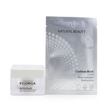 필로르가 - 뉴트리 리플레니싱 크림 50ml (무료 증정: 네추럴 뷰티 딥 하이드레이션 모이스처라이징 쿠션 마스크 6x 20ml), White, 50ml+6x20ml