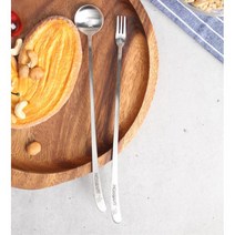 스텐 롱머들러 디저트 롱스푼 롱포크 2개 모임용 홈카페 집들이, 스푼(사자)