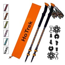 HoTrek 노르딕 워킹 트레킹 폴 - 하이킹 폴 알루미늄 트레킹 폴 접이식 - 퀵 락 시스템이 있는 조절 가능한 하이킹 스틱 - 여성 남성 노인 성인용 텔레스코픽 워킹 폴, Carbon Fiber Orange