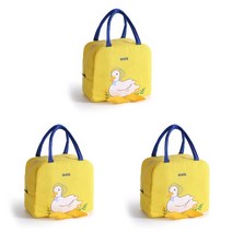 [3개] 캐릭터도시락가방 오리 캠핑 소풍 보온보냉 4COLOR, 핑크오리