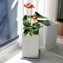 가벼운 테라조 마블 플라스틱 사각 인테리어 화분 받침세트, 무광 대리석 화이트