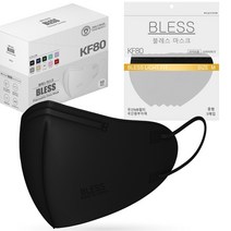 블레스마스크 KF80 라이트핏 보건용 마스크 블레스 국내생산 라이트핏 KF80 새부리형 숨쉬기편한 식약처인증 컬러 마스크, 50매입, 블랙(중형_성인남성사이즈)