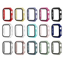 알피나케이스 애플워치 강화 유리 풀커버 컬러 케이스 44mm, 레드