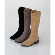 루이 스웨이드 스틸레토 라운드 웨스턴 롱부츠