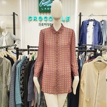 이랜드 [크로커다일레이디]세련되고 시원한 컬러 체크무늬 남방 셔츠형 롱 블라우스 CL0MBL117-OR