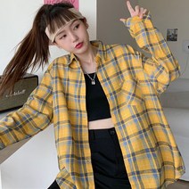 긴팔 체크 남방 4칼라 MA8045 봄 가을 여성 셔츠