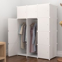 조립식 간이 미니 행거 옷장 큐브수납장18p+옷걸이봉3p.아도라하우스, 블랙