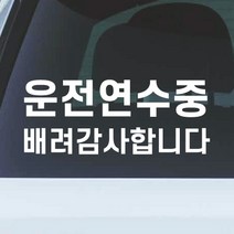 모노먼트 심플 고딕체 운전연수중 배려감사합니다 스티커, M, 흰색