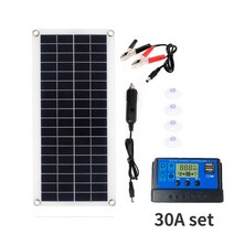 태양광발전 태양열설치 태양열패널 30W 태양 전지 키트 12V 듀얼 USB 충전 보드 컨트롤러 야외 휴대용 방수 전화 자동차 보트, with 30A Controller, with 30A Controller