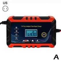 캠핑용 무선 충전 보조 배터리 차박6A 12V 디지털 자동차 배터리 충전기 완전 수리 오토바이 SUV Stea 12, 01 US plug  Red