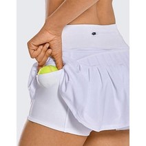 댄스스포츠 스커트 여성 2 in 1 스포츠 조깅 휘트니스 테니스 스커트 skorts 골프 플리츠 스커트 포켓 스포츠 운동복 지퍼 스커트 여성, 하얀색, XL
