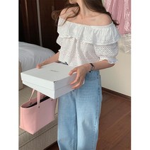 루다 펀칭 레이스 오프숄더 블라우스