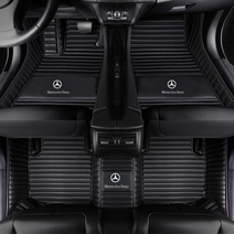 메르세데스 벤츠 C 클래스 C300 C200 AMG 시리즈 자동차 카펫 커버 발 패드에 적합 2021 전천후 논 슬립 방수 전체 커버리지 고급 가죽 자동차 바닥 매트자동차 액세서리, 블랙에 블랙 라인, C 웨건 2014 년 -2020 년