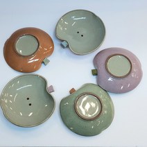 예향 컬러 사과 소 핸드메이드 도자기 찬기 앞접시 반찬그릇, 노랑