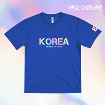 2023년 NEW KOREA 남여공용 대한민국 코리아 홀로그램 면 쿨론 반팔 티셔츠