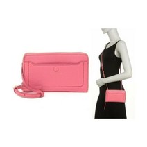 마크 제이콥스 엠파이어 시티 테크 크로스바디 백 가죽 지퍼 어라운드 지갑 지갑 핑크 레더 여성