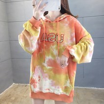물결나염 빅사이즈 USA후드티셔츠