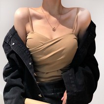 (무료배송)캡내장 끈조절가능 4color 꼬임 슬리브리스 나시 탑 꼬입탑 이너탑