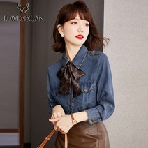 데님 셔츠 블라우스쇼핑몰 봄셔츠 여성남방 남방 흑청 퍼프블라우스 여성청남방 흰남방 여자남방 여성7부셔츠