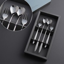 인스푼 엔젤하트 4P 롱티스푼 콤비 이니셜답례품 돌잔치답례품, 인쇄안함,빨강도트, 롱티스푼2+짧은포크2