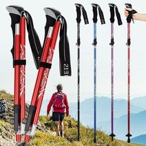 2P 노르딕 가벼운 폴딩 야간 산악 초보자 경량 노르딕 워킹 등산용 지팡이 산행 산책 길이 조절 등산 스틱, 퍼플 1SET