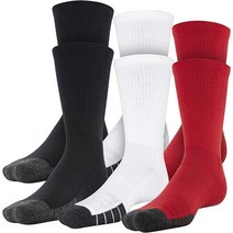 언더아머 퍼포먼스 테크 크루 양말3 6 팩, X-Large, Red Assorted (6-pairs)